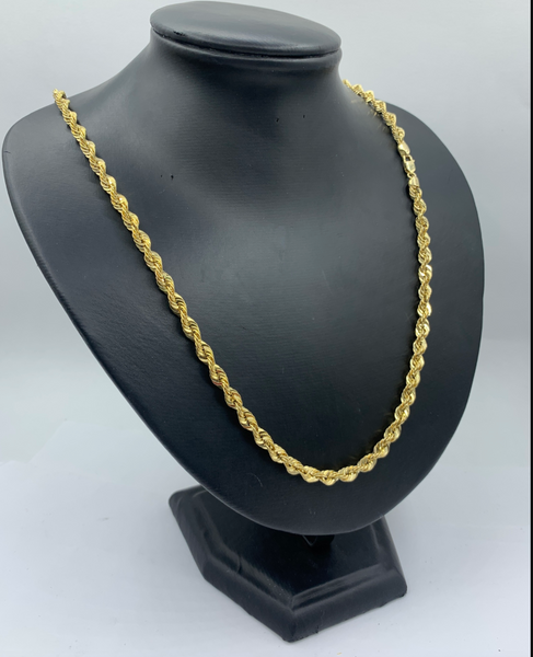 24 Inch 10K Diamond Cut Quint Rope Chain