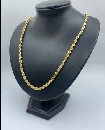 24 Inch 10K Diamond Cut Quint Rope Chain