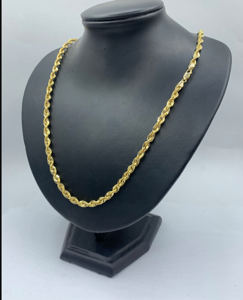 24 Inch 10K Diamond Cut Quint Rope Chain