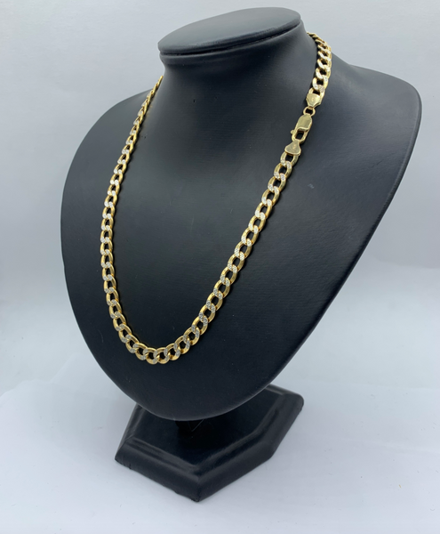 20 Inch 10K Gold Hollow Pave Cuban Link Mens' Chain
