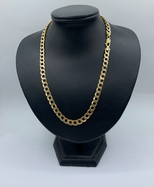 20 Inch 10K Gold Hollow Pave Cuban Link Mens' Chain
