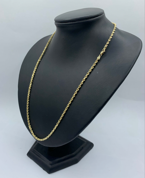 22 Inch 10K Gold Diamond Cut Quint Rope Chain