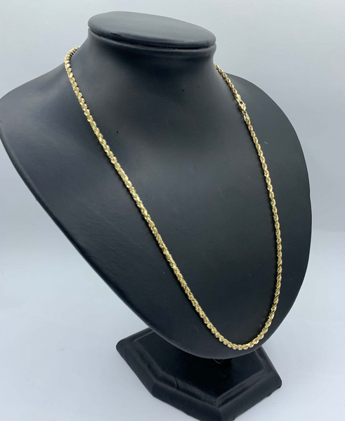 22 Inch 10K Gold Diamond Cut Quint Rope Chain