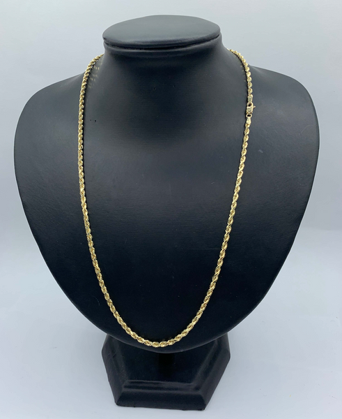 22 Inch 10K Gold Diamond Cut Quint Rope Chain