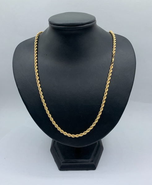 26 Inch 10K Gold Diamond Cut Quint Rope Chain