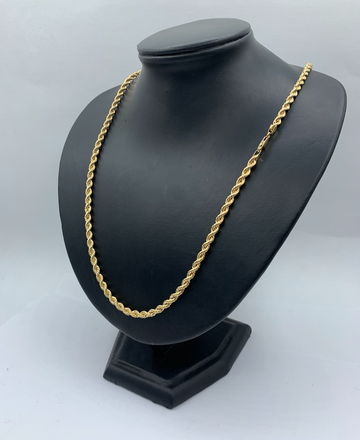 26 Inch 10K Gold Diamond Cut Quint Rope Chain