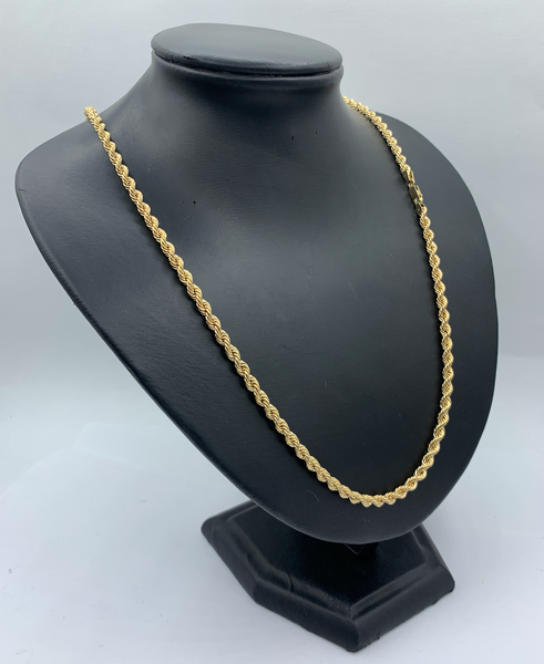 26 Inch 10K Gold Diamond Cut Quint Rope Chain