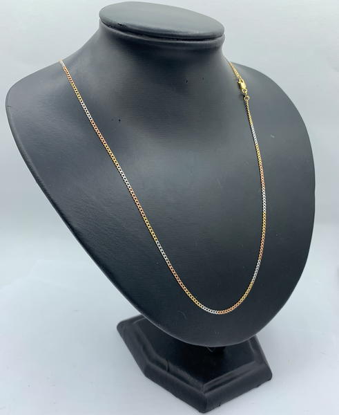22 Inch Three-Tone 10K Simple Link Chain