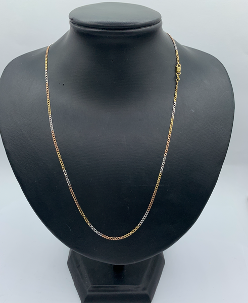 22 Inch Three-Tone 10K Simple Link Chain