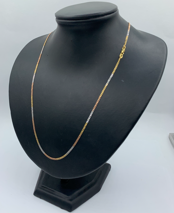 22 Inch Three-Tone 10K Simple Link Chain