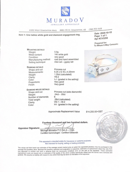 Pre-Owned Princess Cut 14K White Gold Engagement Ring