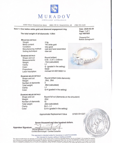 Pre-Owned Round and Brilliant Mounting 14K Engagement Ring Set