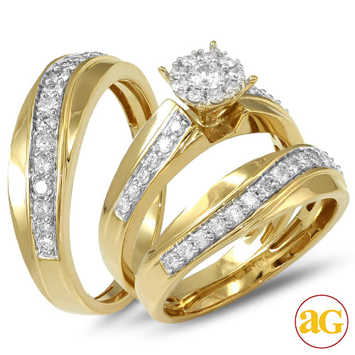 14KY 1.00CTW FLUER DIAMOND HEAD TRIO SET