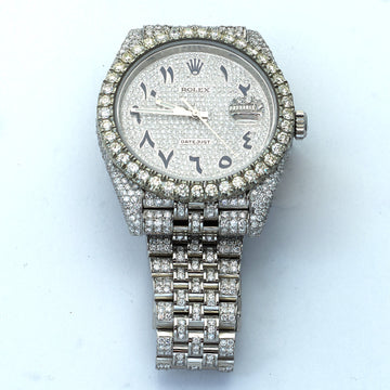 SS PREOWNED 41mm ROLEX DJ II - 12.75 CTS DIAMONDS