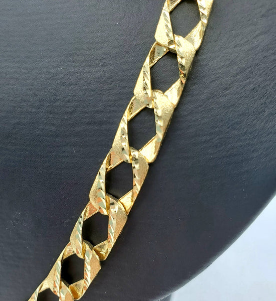 22 Inch Solid Diamond Cut Curb Mens Chain