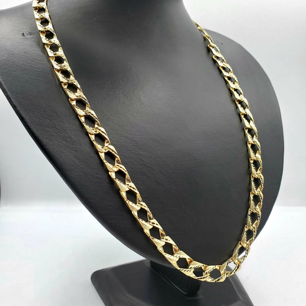 22 Inch Solid Diamond Cut Curb Mens Chain