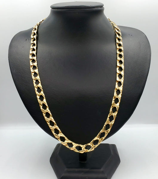 22 Inch Solid Diamond Cut Curb Mens Chain