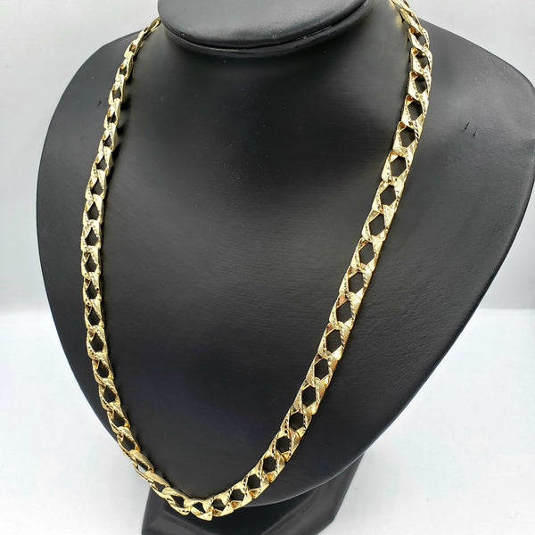22 Inch Solid Diamond Cut Curb Mens Chain