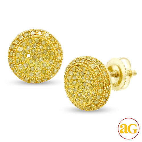 10KY 0.75CTW YELLOW DIAMOND DISC EARRINGS