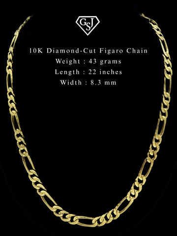 10K Diamond-Cut Figaro Chain