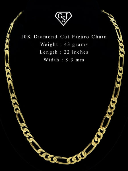 10K Diamond-Cut Figaro Chain