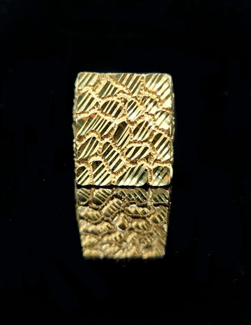 Men’s nugget style ring rectangle 10k gold