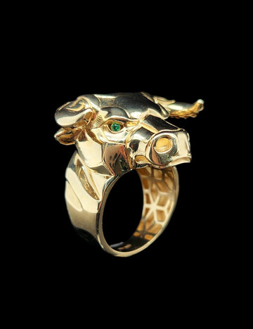 10Kt Gold Mens Buffalo Ring