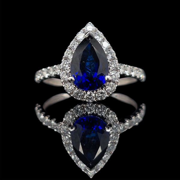 Sapphire Teardrop White Gold Ring
