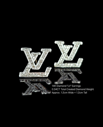 14k diamond LV earrings