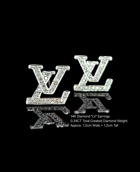 14k diamond LV earrings