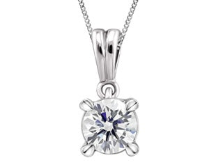 14kt White Gold Solitare Round Brilliant Diamond Pendant