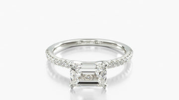14K White Gold East West Petite Pavé Engagement Ring (Flush Fit)