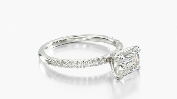 14K White Gold East West Petite Pavé Engagement Ring (Flush Fit)