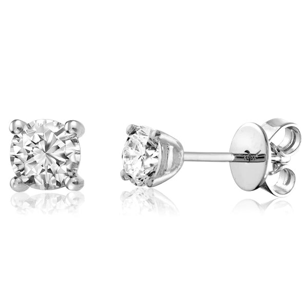 Stunning 1 Carat Round Brilliant Cut Diamond Studs
