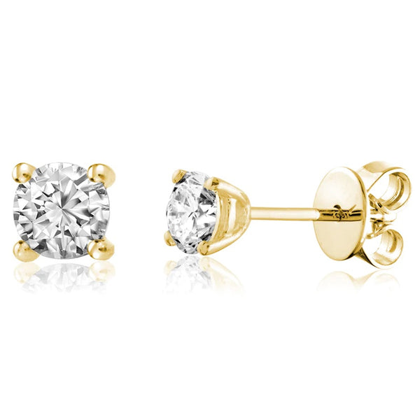 Stunning 1 Carat Round Brilliant Cut Diamond Studs
