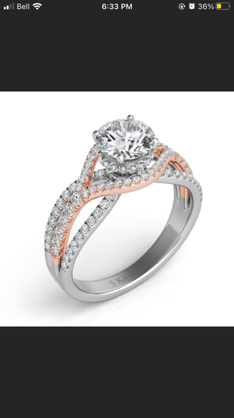 White & Rose Gold Engagement Ring
