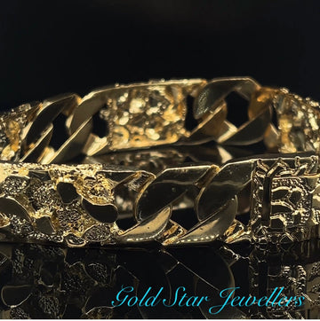 10kt Gold Chain Link Nugget Gold Bracelet