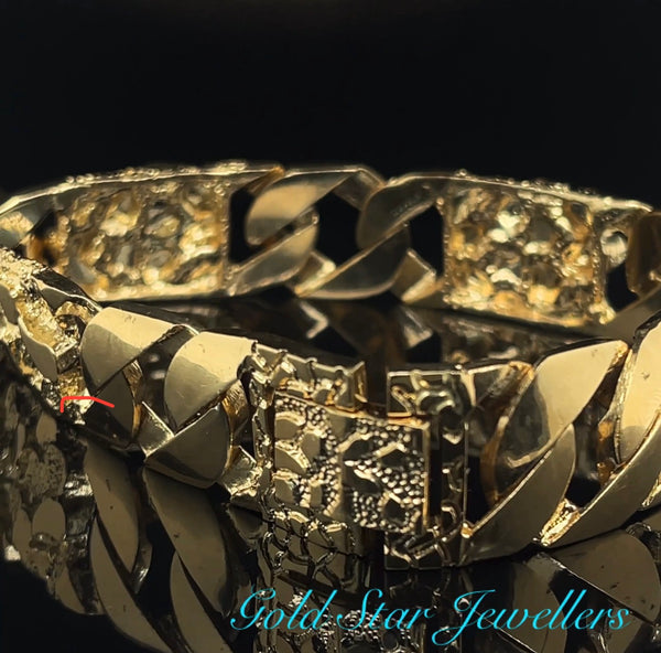 10kt Gold Chain Link Nugget Gold Bracelet