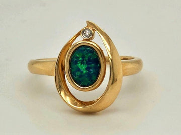 14k Australian blue opal ring
