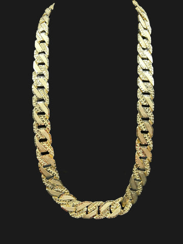 10kt Gold Diamond Cut Nugget Style Chain 167.6 g 26inches 15.7mm wide