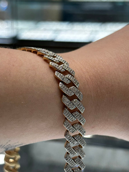10KT Yellow Gold and Diamond Miami Chain Link Bracelet