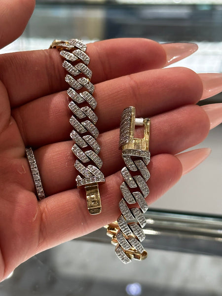 10KT Yellow Gold and Diamond Miami Chain Link Bracelet