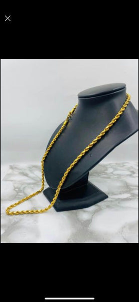 22kt solid gold rope chain. 101g 30inches long