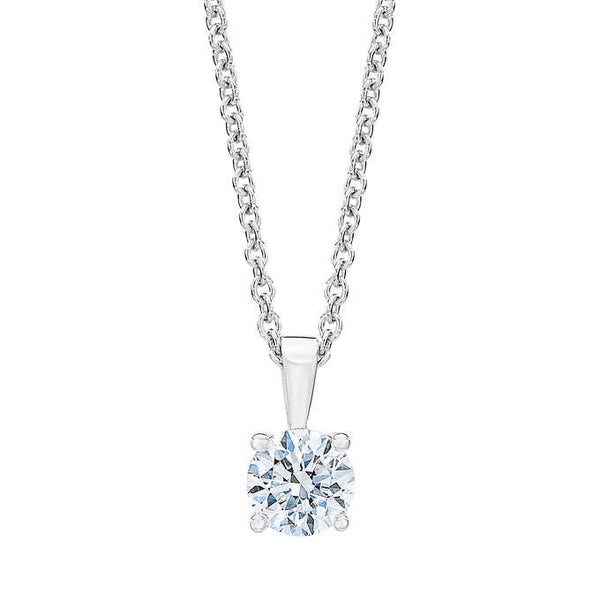 14kt White Gold Solitare Round Brilliant Diamond Pendant