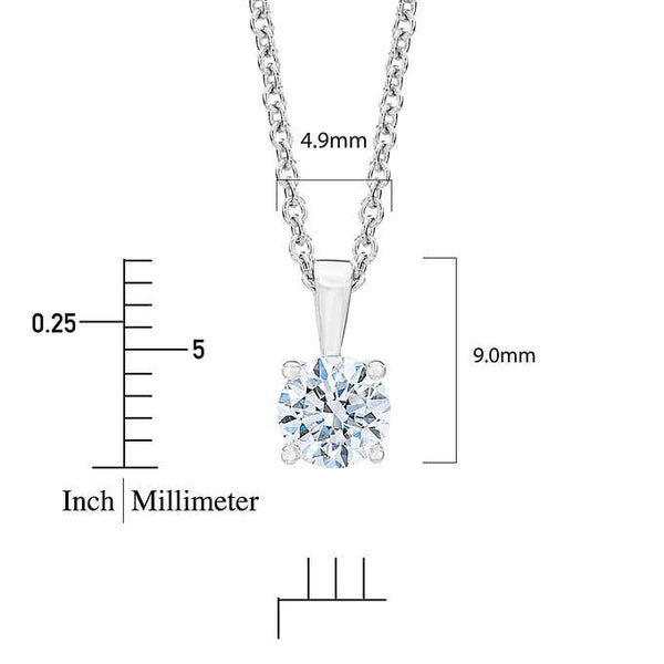 14kt White Gold Solitare Round Brilliant Diamond Pendant