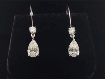 Pear Shape Leaver Back Earrings2.35 carat tdw LG Diamonds.