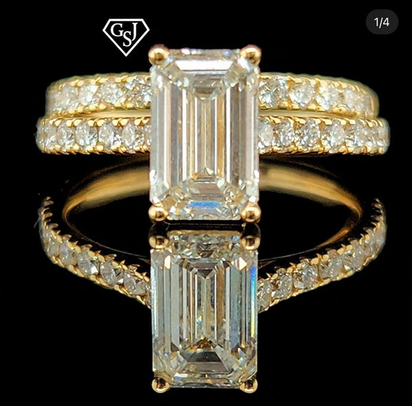 Gold Star Designs Presents this  Emerald Cut 1.63 Carat Diamond Engagement Set.
