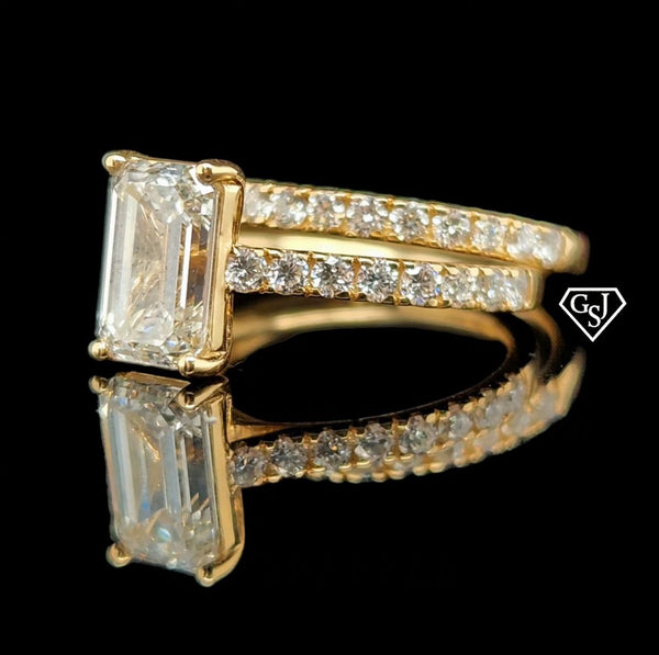 Gold Star Designs Presents this  Emerald Cut 1.63 Carat Diamond Engagement Set.