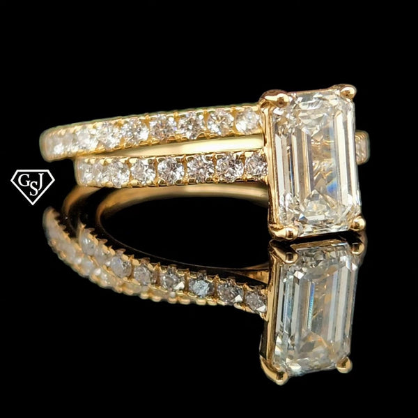 Gold Star Designs Presents this  Emerald Cut 1.63 Carat Diamond Engagement Set.