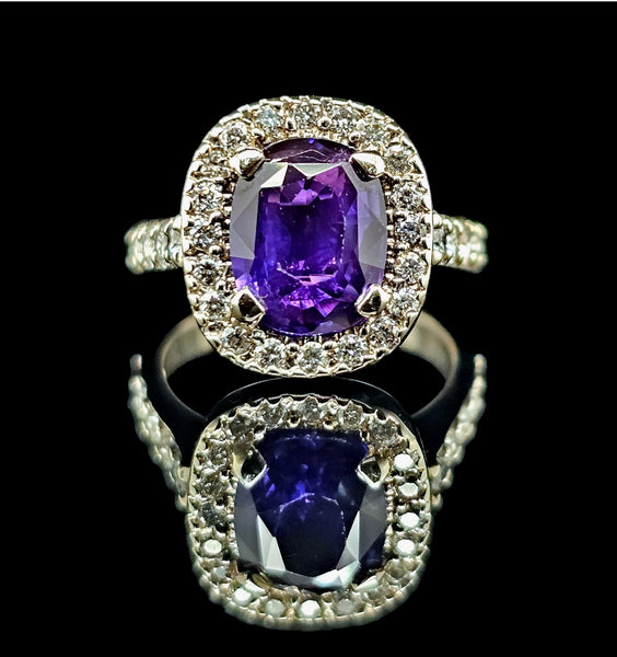 14kt White Gold Natural Sapphire Diamond Ring